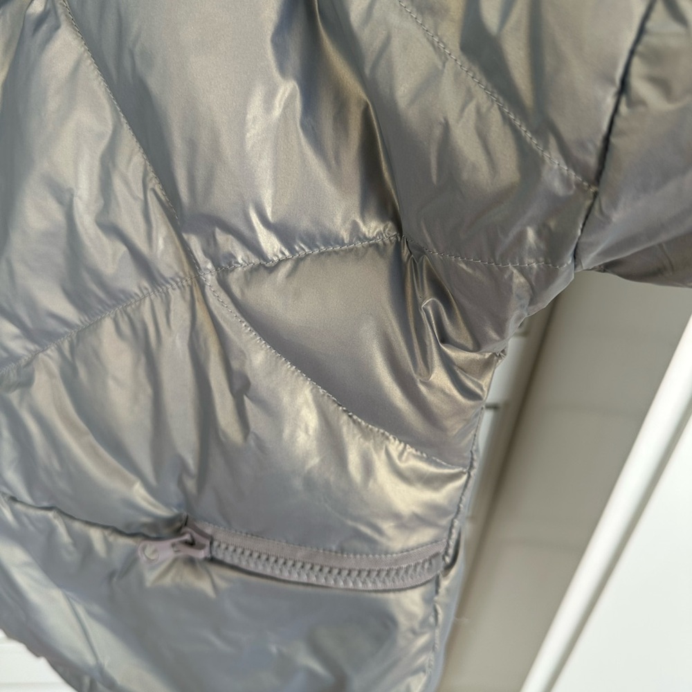 Lattier 100% Down Silver Puffer | Gorpcore Techwear Scandinavian Minimalist sz M - Picture 6 of 10